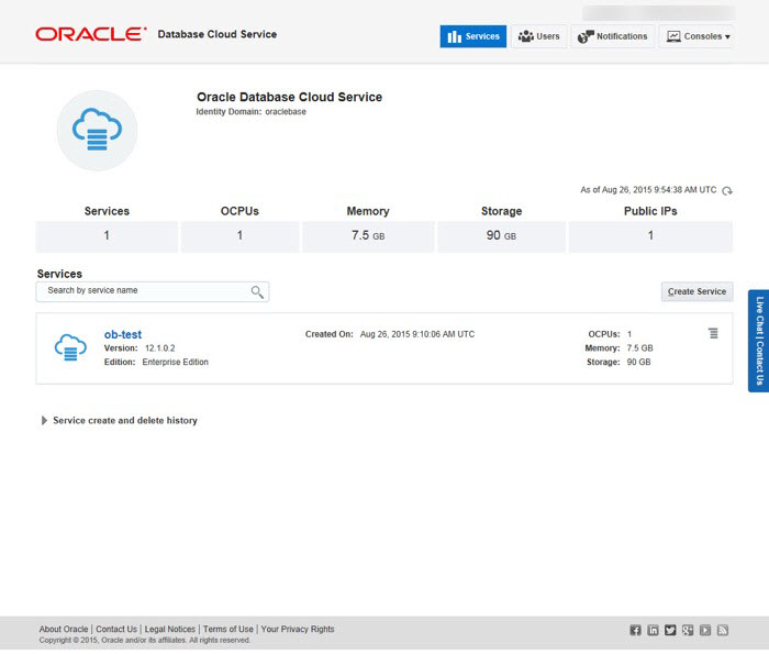 screenshot of Oracle Database